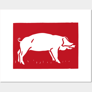 Red Pig Aesthetic Posters and Art